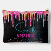 Cute unicorn Black glitter verjaardagsmonogram Etui (Achterkant)