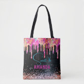Cute unicorn Black glitter verjaardagsmonogram Tote Bag (Voorkant)