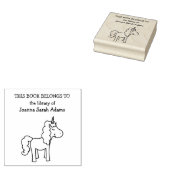 Cute Unicorn Book behoort Library Name Bookplate Rubberstempel (Gestempeld)