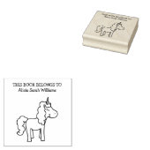 Cute Unicorn Book Belangen Gepersonaliseerde boekp Rubberstempel (Gestempeld)