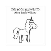 Cute Unicorn Book Belangen Gepersonaliseerde boekp Rubberstempel (Afrduk)