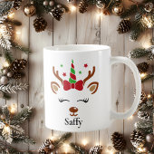 Cute Unicorn Bow Reindeer Kerstmis Mok
