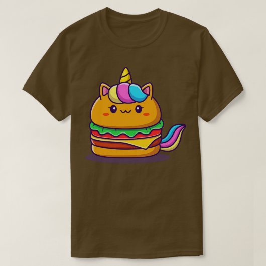 Cute Unicorn Burger T-shirt (Design voorkant)