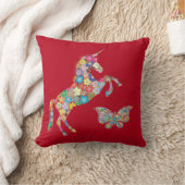 Cute Unicorn Butterfly Flowers Pillow voor kindere Kussen (Deken)