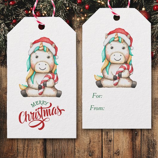 Cute Unicorn Candy Cane Cadeaulabel