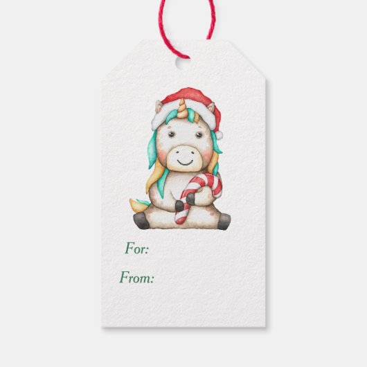 Cute Unicorn Candy Cane Cadeaulabel (Achterkant)