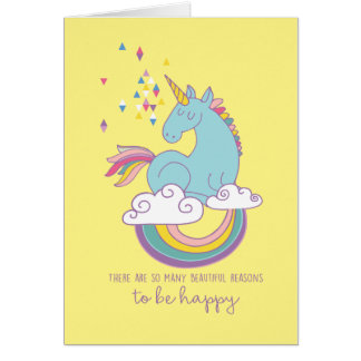 Cute Unicorn Card - "Zoveel redenen om gelukkig te