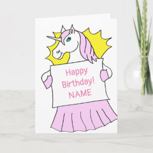 Cute Unicorn Cartoon Birthday Kaart
