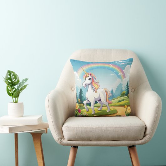 Cute Unicorn Cartoon Kussen (Stoel)