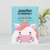 Cute Unicorn Cartoon Magical Kids Birthday Kaart (Staand voorkant)