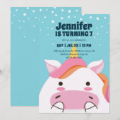 Cute Unicorn Cartoon Magical Kids Birthday Kaart (Voorkant / Achterkant)