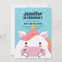 Cute Unicorn Cartoon Magical Kids Birthday