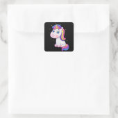 Cute unicorn cartoon vierkante sticker (Tas)