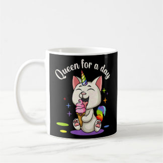 Cute Unicorn Cat Eating Ice Cream Unicorn Queen, o Koffiemok