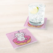 Cute Unicorn Cat Glazen Onderzetter (Schuin)