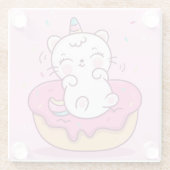 Cute Unicorn Cat Glazen Onderzetter (Achterkant)