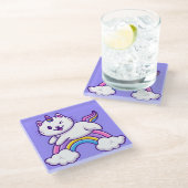 Cute Unicorn Cat Glazen Onderzetter (Schuin)