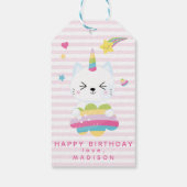 Cute Unicorn Cat - Kinderen Birthday Cadeaulabel (Achterkant)