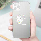 Cute Unicorn Cat met regenboogharten Sticker (Telefoon)