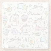 Cute Unicorn Cats Glazen Onderzetter (Achterkant)