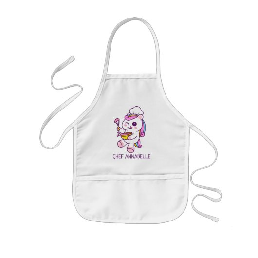 Cute Unicorn Chef Personaliseert het Schort van Ki (Voorkant)