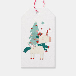 Cute Unicorn Child Name Love Santa Kerstmis Cadeaulabel