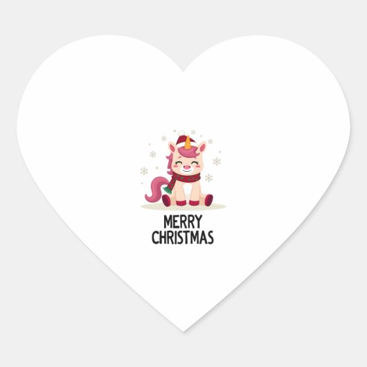 Cute unicorn Christmas hat unicorn Christmas T-Shi Hart Sticker (Voorkant)