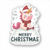 Cute unicorn Christmas hat unicorn Christmas T-Shi Sticker (Voorkant)