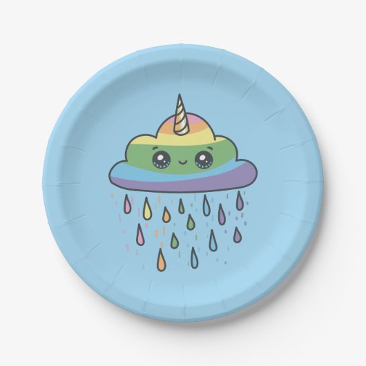 Cute Unicorn Cloud Papieren Bordje (Voorkant)