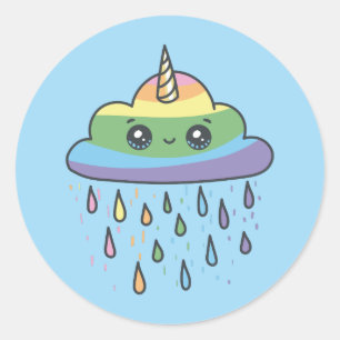 Cute Unicorn Cloud Ronde Sticker