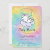 Cute Unicorn, Cloud, Stars Tie Dye Baby shower Kaart (Voorkant)