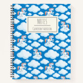 Cute Unicorn Clouds Whimsical Blue Notitieboek (Voorkant)