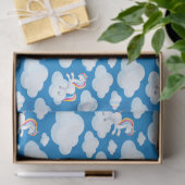 Cute Unicorn Clouds Whimsical Blue Patroon Tissuepapier (Geschenk)