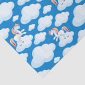 Cute Unicorn Clouds Whimsical Blue Patroon Tissuepapier (Detail)