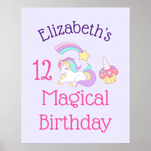 Cute Unicorn Colorful Shootster & Cupcake Poster