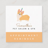 Cute Unicorn Corgi Dog Pet Appointinder Vierkante Visitekaartje (Voorkant)