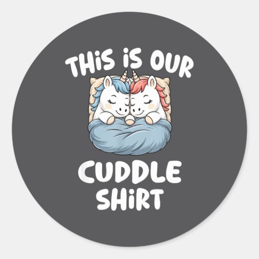 Cute Unicorn Couple This Is Our Cuddle Ronde Sticker (Voorkant)
