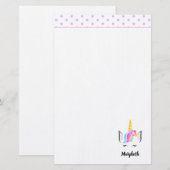 Cute Unicorn crown tekening Girl's name Briefpapier (Voorkant / Achterkant)
