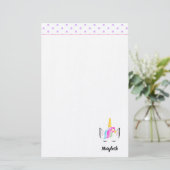 Cute Unicorn crown tekening Girl's name Briefpapier (Staand voorkant)