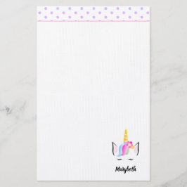 Cute Unicorn crown tekening Girl's name Briefpapier