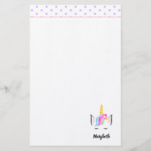 Cute Unicorn crown tekening Girl's name Briefpapier