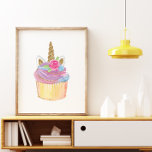 Cute Unicorn Cupcake Kids Birthday Party Poster<br><div class="desc">Verhoog je decoratie voor feestelijke feestelijke feestdagen en thuisdecor,  zoals kinderkamer,  kinderslaapkamer of kinder speelplaats met deze wandplaten! En bevorder door mengeling en pas hen aan om een "Reeks van 3,  4 of 5 de Decalen van de Muur"te zijn. Winkelen nu op Moon Mews Printables voor meer overeenkomende objecten!</div>