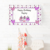 Cute Unicorn Cupcakes Girl's BIrthday Banner (Insitu)