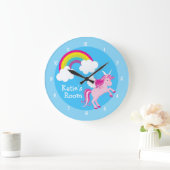 Cute Unicorn Custom Blue Grote Klok (Huis)