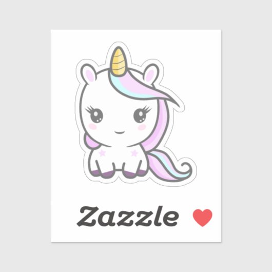 Cute Unicorn Custom-Cut Sticker (Vel)