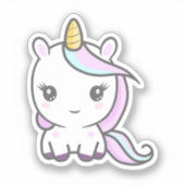 Cute Unicorn Custom-Cut Sticker (Voorkant)