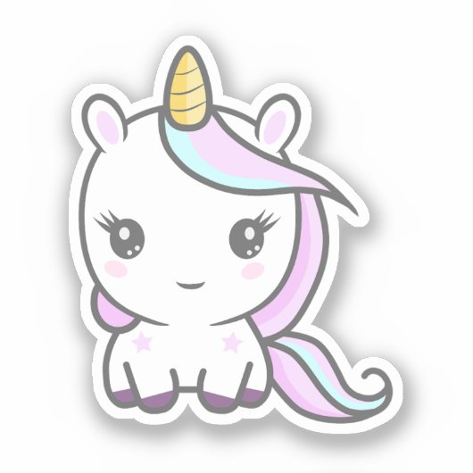 Cute Unicorn Custom-Cut Sticker (Voorkant)