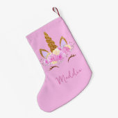 Cute Unicorn Custom Name Kleine Kerstsok (Achterkant (Hangend))