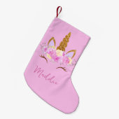 Cute Unicorn Custom Name Kleine Kerstsok (Voorkant (Hangend))
