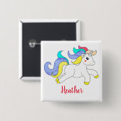 Cute Unicorn Custom Name Persoonlijke Button (Voorkant /achterkant)
